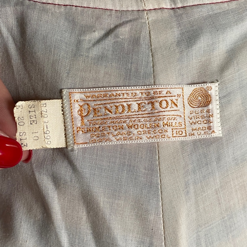 Vintage Pendleton Rare 100% Virgin Wool Checked Wide Leg Pants in Blue & Tan - Picture 9 of 10